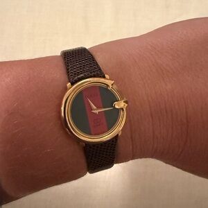 Gucci Gold and Brown Timepiece